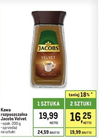 Makro Kawa rozpuszczalna Jacobs Velvet 200 g oferta