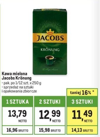 Makro Kawa mielona Jacobs Krönung 250 g oferta