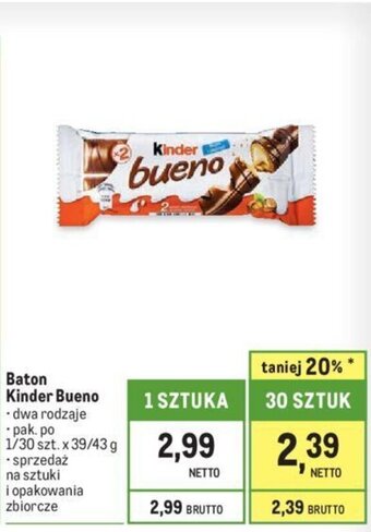 Makro Baton Kinder Bueno 39/43 g oferta