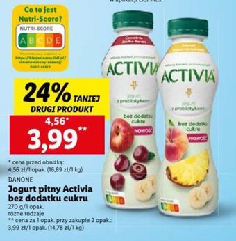 Lidl Jogurt pitny Activia bez dodatku cukru 270 g oferta