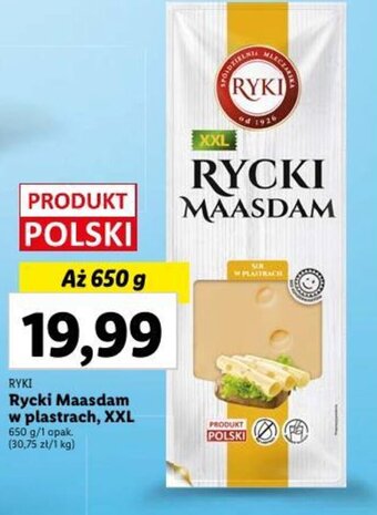 Lidl Rycki Maasdam w plastrach, XXL 650 g oferta