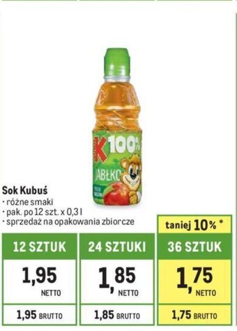 Makro Sok Kubuś 0,3 l oferta