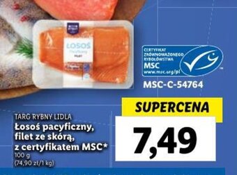Lidl Łosoś pacyficzny, filet ze skórą, z certyfikatem MSC 100 g oferta