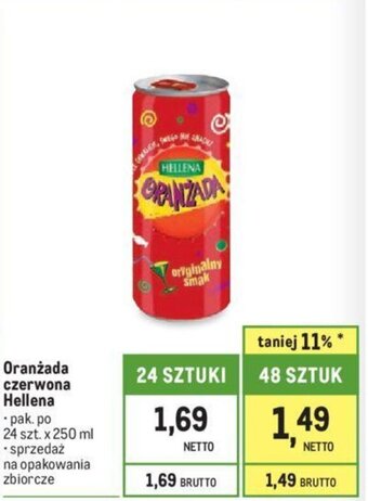 Makro Oranżada czerwona Hellena 250 ml oferta