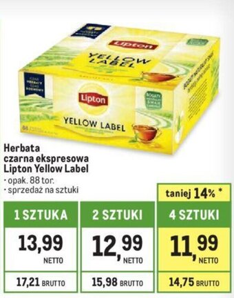 Makro Herbata czarna ekspresowa Lipton Yellow Label 88 tor. oferta