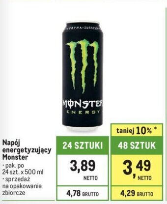 Makro Napój energetyzujący Monster 500 ml oferta