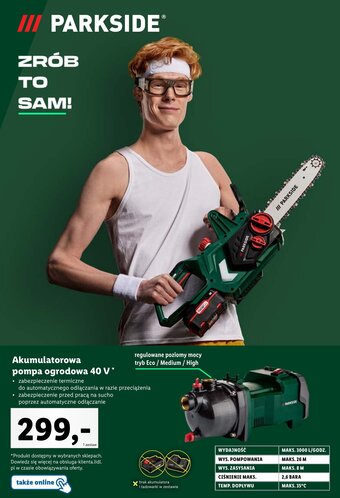 Lidl PARKSIDE Akumulatorowa pompa ogrodowa 40 V oferta