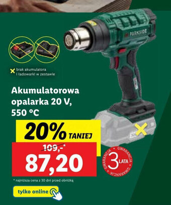 Lidl PARKSIDE Akumulatorowa opalarka 20 V, 550 °C oferta