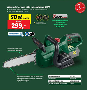 Lidl Akumulatorowa piła łańcuchowa 20 V oferta