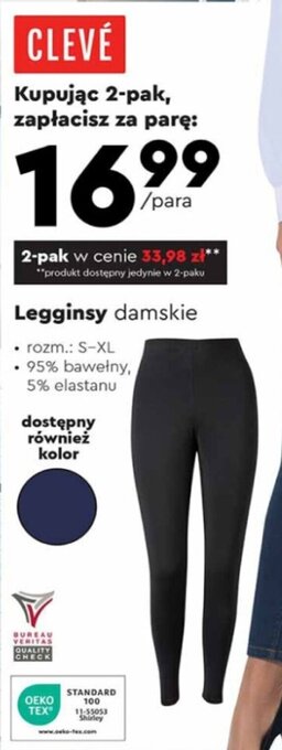 Biedronka CLEVÉ Legginsy damskie rozm.: S-XL oferta