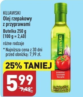 ALDI Kujawski olej rzepakowy z pierwszego tłoczenia z pomidorami czosnkiem i bazylią 250 ml oferta