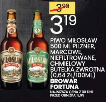 PIWO MIŁOSŁAW 500 ML PILZNER, MARCOWE, NIEFILTROWANE, CHMIELOWY BROWAR FORTUNA