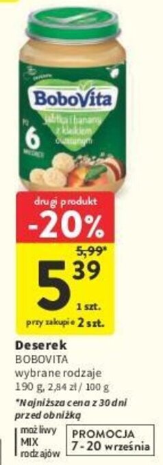 Intermarche BOBOVITA Deserek 190 g oferta