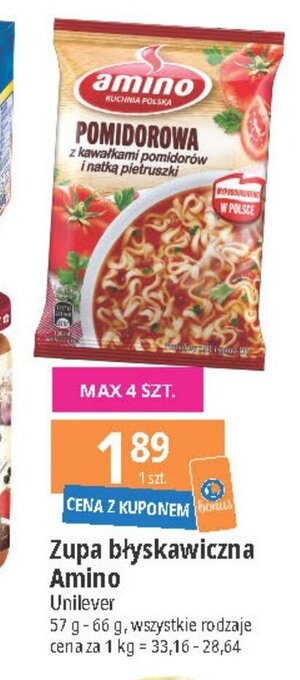 E.Leclerc Zupa błyskawiczna Amino Unilever 57-66g oferta