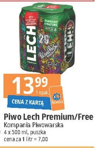 E.Leclerc Piwo Lech Premium/Free Kompania Piwowarska 4x500ml oferta