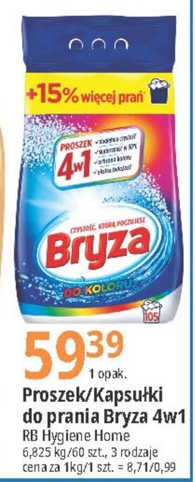 E.Leclerc Proszek/Kapsułki do prania Bryza 4w1 RB Hygiene Home 6,825kg/60szt. oferta