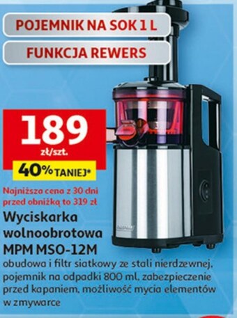 Auchan Wyciskarka wolnoobrotowa mpm oferta