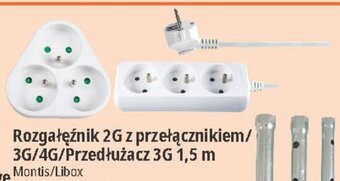 E.Leclerc Rozgałęźnik 2G z przełącznikiem/ 3G/4G/Przedłużacz 3G 1,5 m Montis/Libox oferta