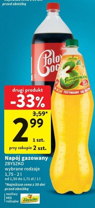 Intermarche Napój gazowany ZBYSZKO 1,75-2l oferta