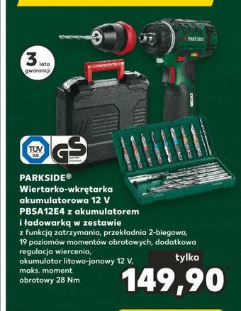Kaufland PARKSIDEⓇ Wiertarko-wkrętarka akumulatorowa 12 V PBSA12E4 z akumulatorem i ładowarką w zestawie oferta