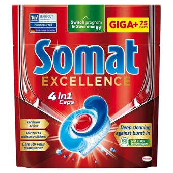 Kaufland Somat excellence 4 in 1 caps kapsułki do mycia naczyń w zmywarkach 1297,5 g (75 x 17,3 g) oferta