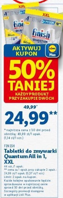 Lidl Tabletki do zmywarki Quantum All in 1, XXL 44 szt. oferta