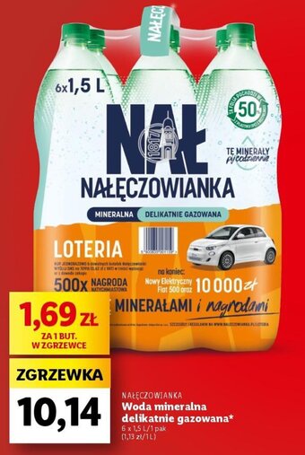 Lidl NAŁĘCZOWIANKA Woda mineralna delikatnie gazowana 6 x 1,5 l oferta