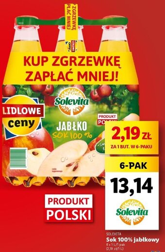 Lidl SOLEVITA Sok 100% jabłkowy 6 x 1 l oferta