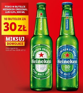 Lidl PIWO W BUTELCE HEINEKEN ORIGINAL LUB 0,0%, 500 ML, 10 szt. oferta