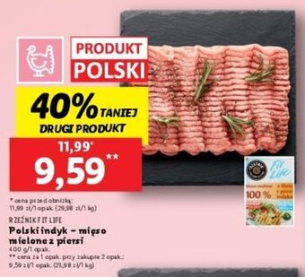 Lidl RZEŹNIK FIT LIFE Polski indyk - mięso mielone z piersi 400 g oferta