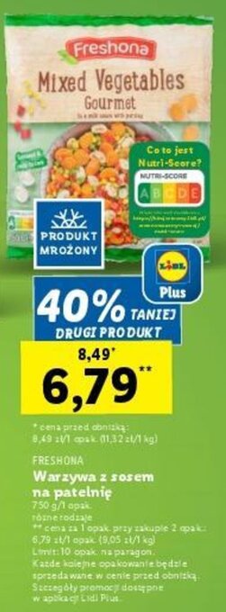 Lidl FRESHONA Warzywa z sosem na patelnię 750 g oferta