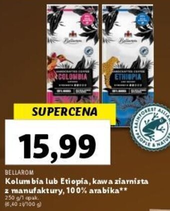 Lidl BELLAROM Kolumbia lub Etiopia, kawa ziarnista z manufaktury, 100% arabika 250 g oferta