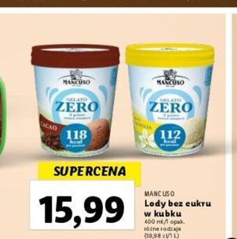 Lidl MANCUSO Lody bez cukru w kubku 400 ml oferta