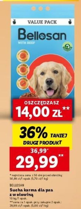 Lidl BELLOSAN Sucha karma dla psa z wołowiną 10kg oferta