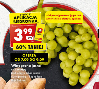 Biedronka Winogrona jasne 1kg oferta