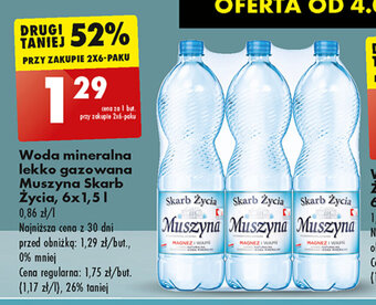 Biedronka Woda mineralna lekko gazowana Muszyna Skarb Życia, 1,5 l oferta