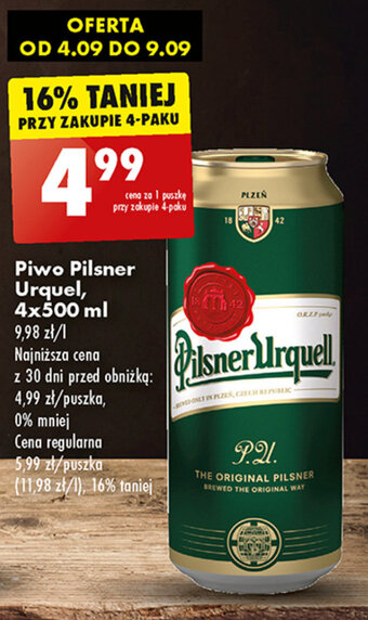 Biedronka Piwo Pilsner Urquel, 500 ml oferta