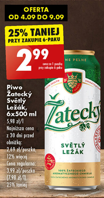 Biedronka Piwo Žatecký Světlý Ležák, 500 ml oferta