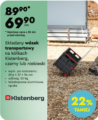 Biedronka Składany wózek transportowy na kółkach Kistenberg, czarny lub niebieski oferta