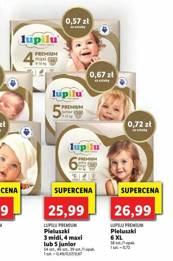 Lidl Pieluszki 3 midi, 4 maxi lub 5 junior oferta