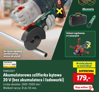 Lidl Akumulatorowa szlifierka kątowa 20 V oferta