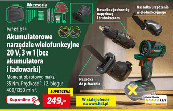 Akumulatorowe narzędzie wielofunkcyjne 20 V, 3 w 1 (bez akumulatora i ładowarki)