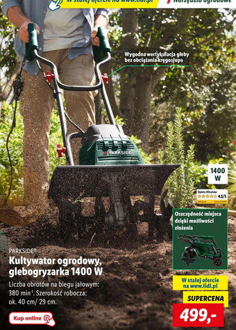 Lidl Kultywator ogrodowy, glebogryzarka 1400 W oferta