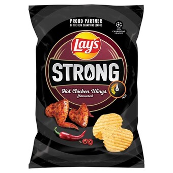 Groszek Lay's strong chipsy ziemniaczane karbowane o smaku ognistych skrzydełek 120 g oferta