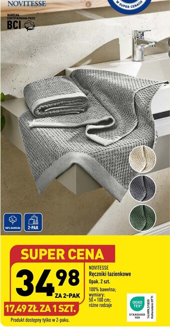 ALDI NOVITESSE Ręczniki łazienkowe 2szt. oferta
