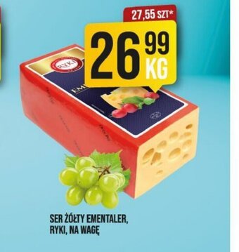 Market Jan SER ŻÓŁTY EMENTALER, RYKI, NA WAGĘ 1 KG oferta