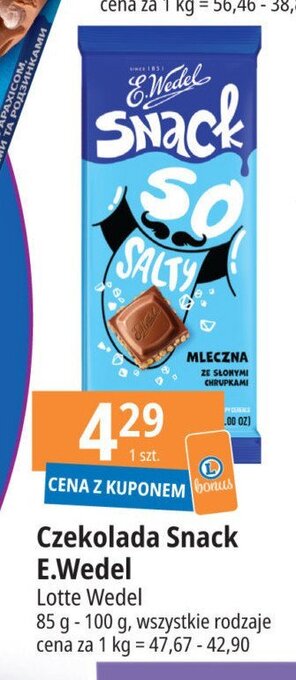 E.Leclerc Czekolada ze słonymi chrupkami oferta