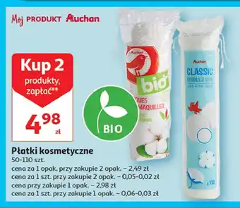 Auchan Płatki kosmetyczne 1 OPAK 100 SZT oferta