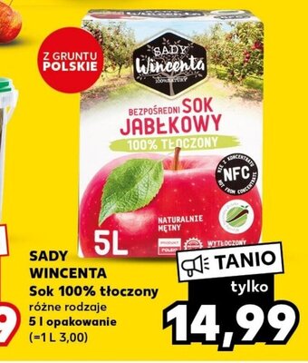 Kaufland SADY WINCENTA Sok 100% tłoczony 5 I oferta
