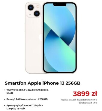 RTV EURO AGD Smartfon Apple iPhone 13 256GB oferta